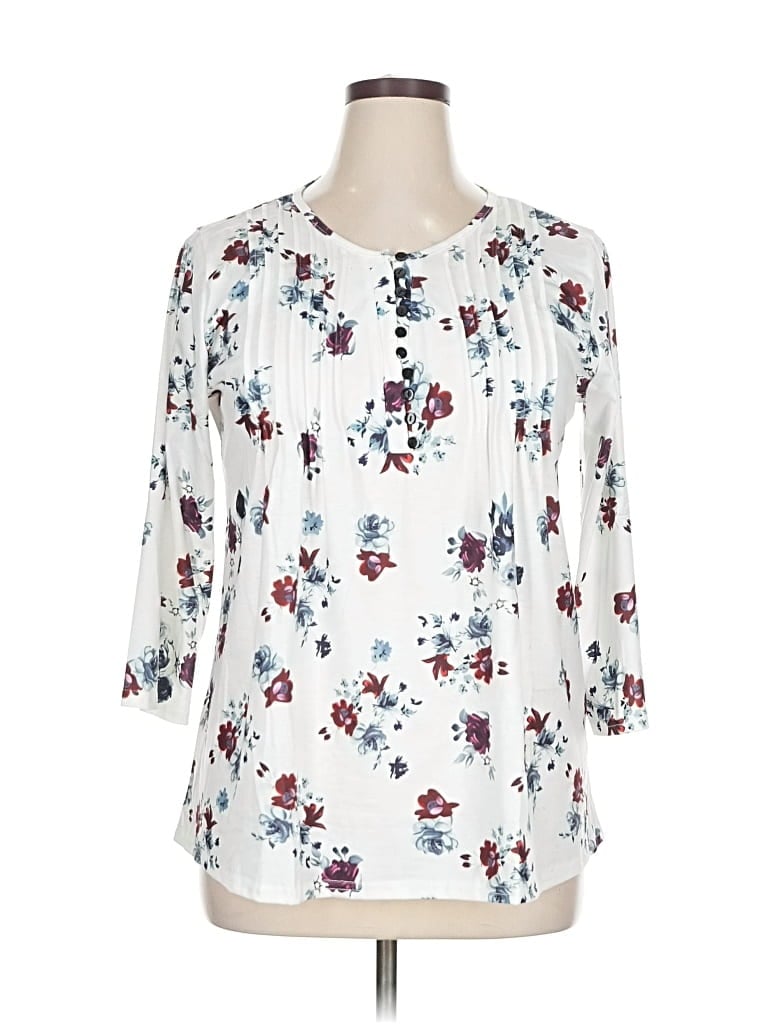 Pre-owned Unbranded 3/4 Sleeve T-shirt In White