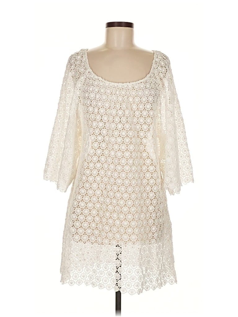 Pre-owned Eberjey 3/4 Sleeve Blouse In White