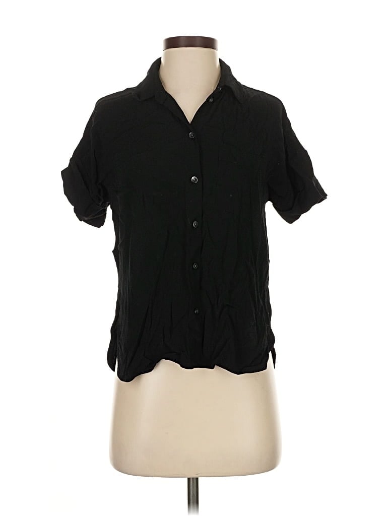 Pre-owned Madewell Short Sleeve Blouse In Black