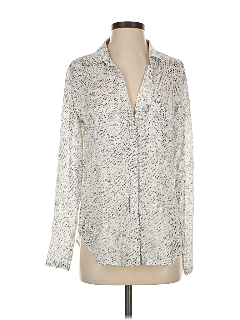 Pre-owned Bella Dahl Long Sleeve Blouse In Silver