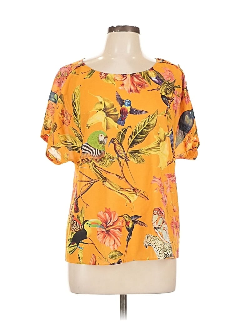 Pre-owned Leifsdottir Short Sleeve Blouse In Yellow