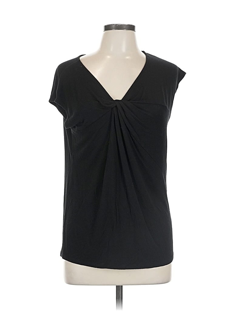 Pre-owned Pink Clover Short Sleeve Top Black V Neck Tops