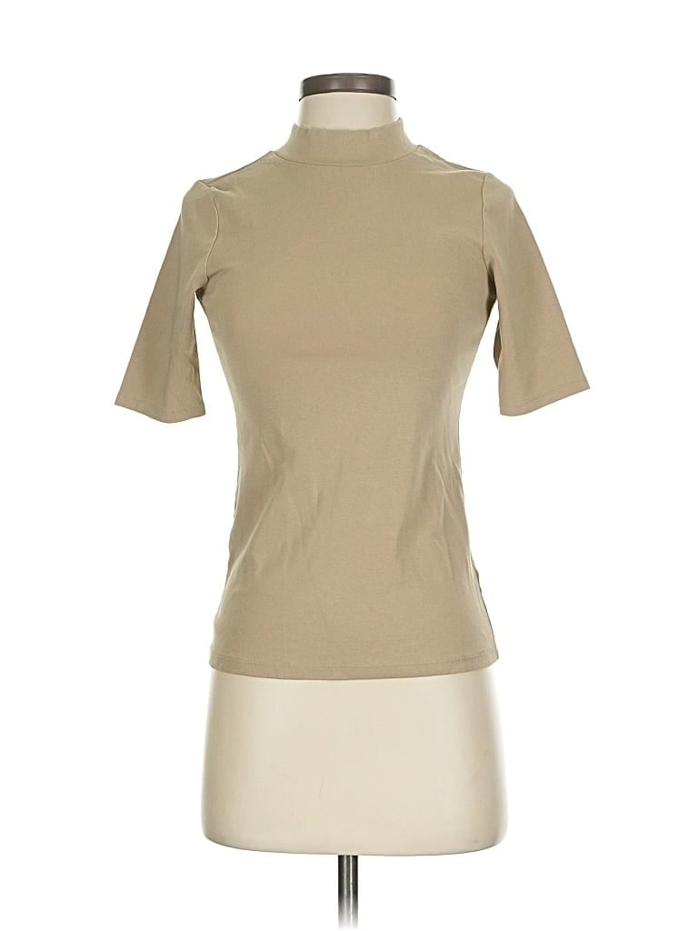 Pre-owned Uniqlo Short Sleeve Turtleneck In Brown