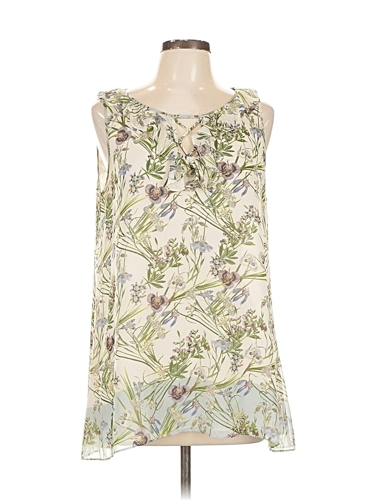 Pre-owned Max Studio Sleeveless Blouse In White