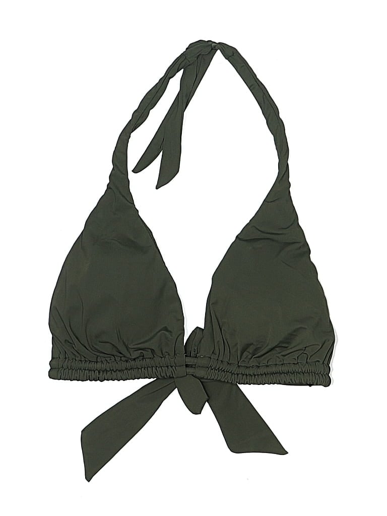 Pre-owned Vix By Paula Hermanny Swimsuit Top Green Solid Pattern Swimwear