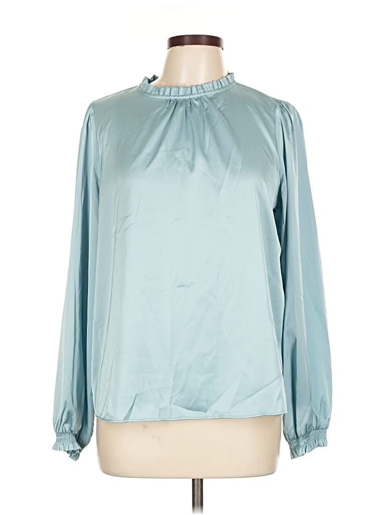 Pre-owned Cupcakes And Cashmere Long Sleeve Blouse In Blue