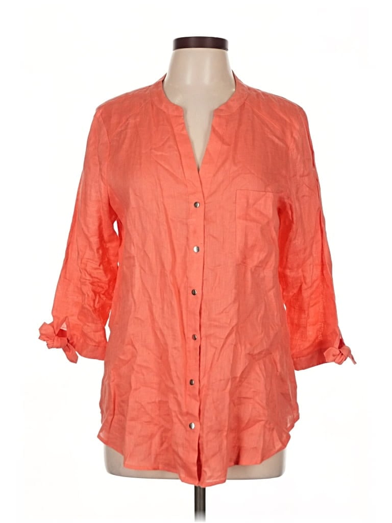 Pre-owned Ivanka Trump 3/4 Sleeve Button Down Shirt In Orange