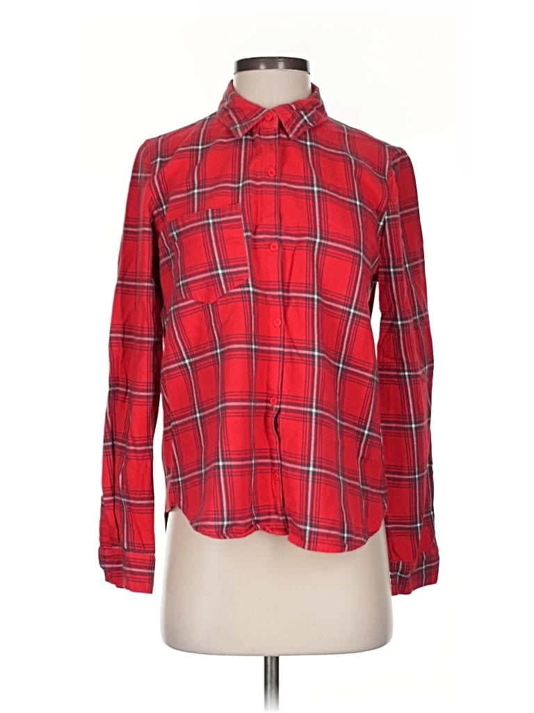 Pre-owned Honey Punch Long Sleeve Button Down Shirt In Red