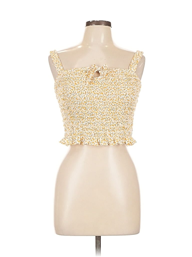 Pre-owned Sienna Sky Tank Top Yellow Strapless Neckline Tops