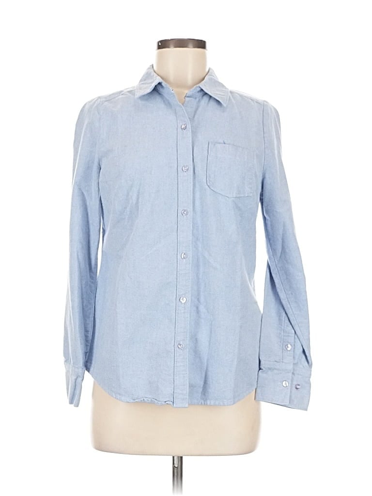 Pre-owned St. John's Bay Long Sleeve Button Down Shirt In Blue