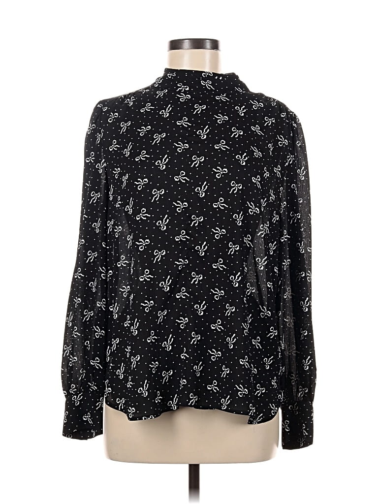 Pre-owned Ann Taylor Loft Long Sleeve Blouse In Black
