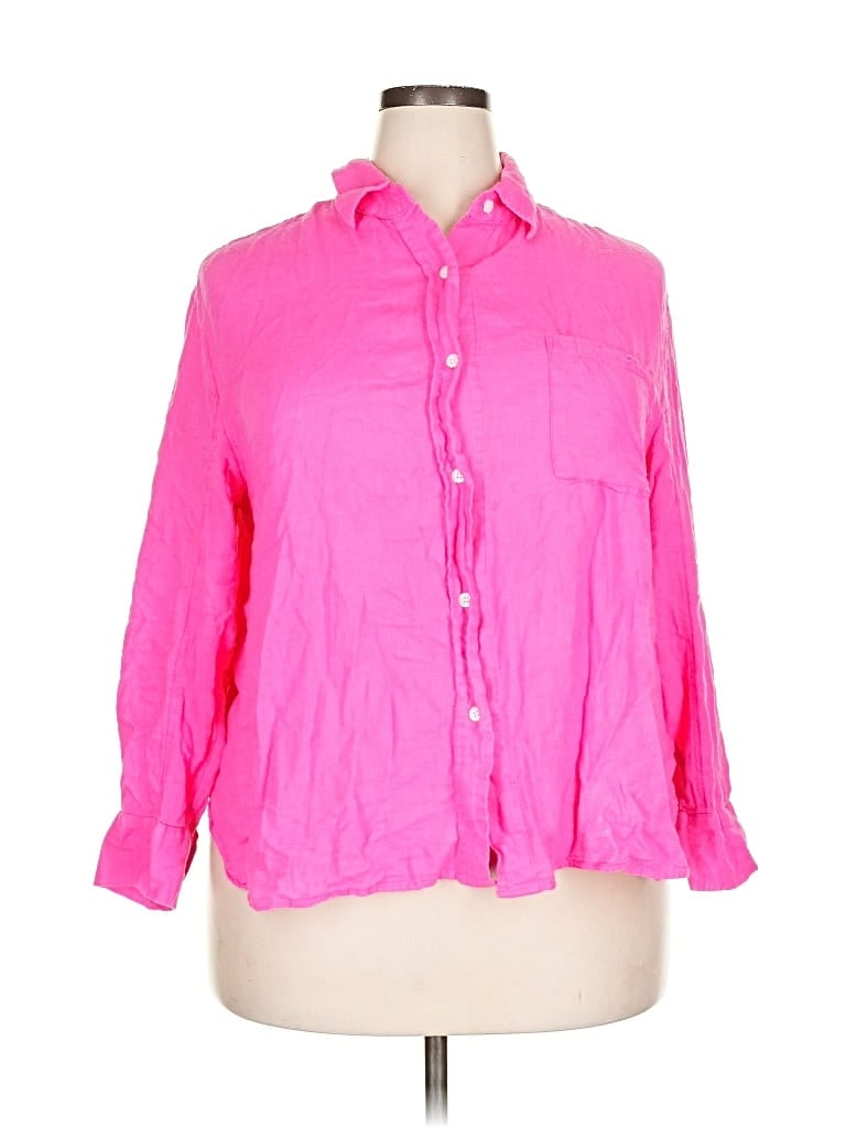 Pre-owned Sonoma Goods For Life 3/4 Sleeve Button Down Shirt In Pink