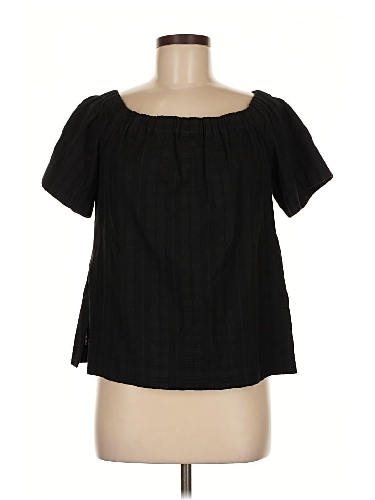 Pre-owned A.l.c Short Sleeve Blouse In Black