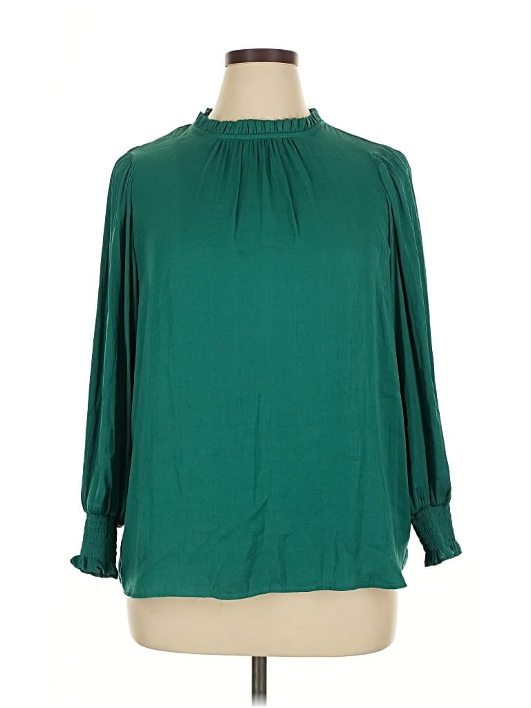 Pre-owned Maison D' Amelie Long Sleeve Blouse In Green