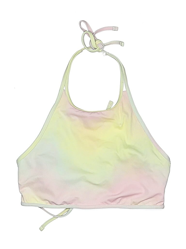 Pre-owned La Hearts Swimsuit Top Ivory Tie-dye Pattern Swimwear In White