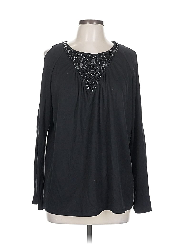 Pre-owned Bob Mackie Long Sleeve Blouse In Black