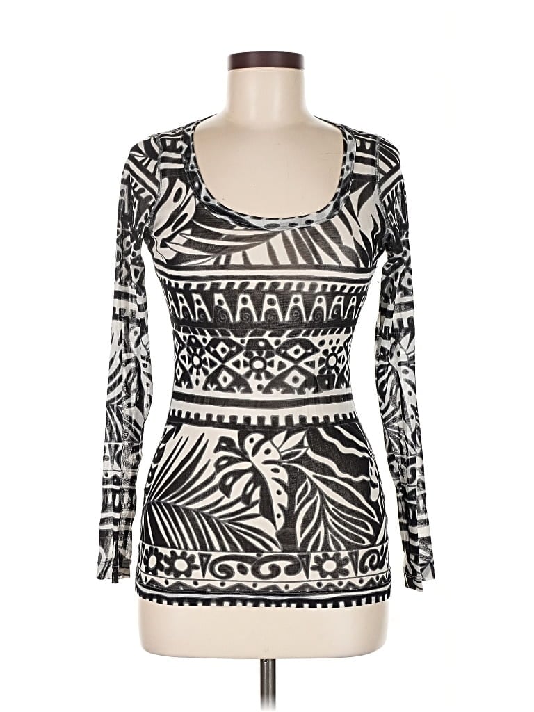 Pre-owned Karen Kane Long Sleeve Top Black Scoop Neck Tops