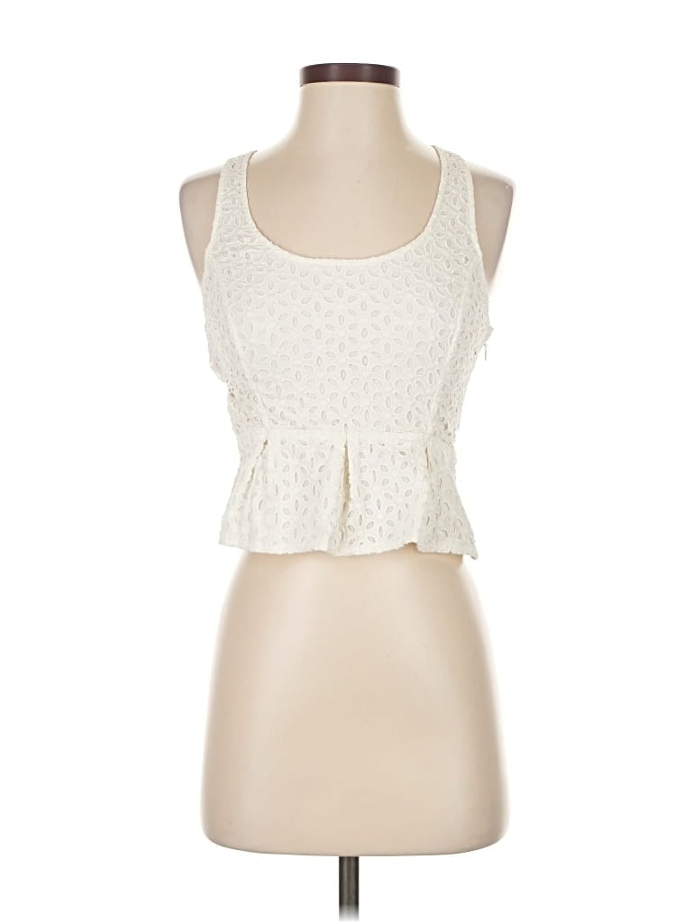 Pre-owned Kimchi Blue Sleeveless Top Ivory Sweetheart Neckline Tops In White
