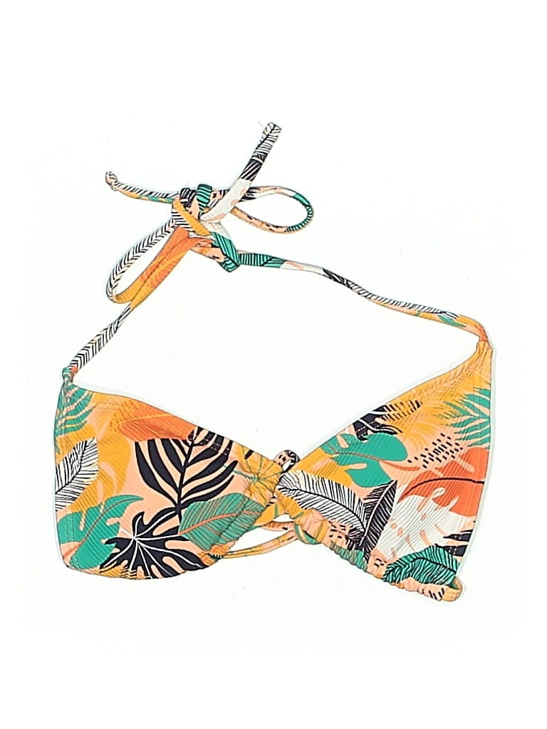 Pre-owned Mersi Swimsuit Top Yellow Tropical Pattern Swimwear