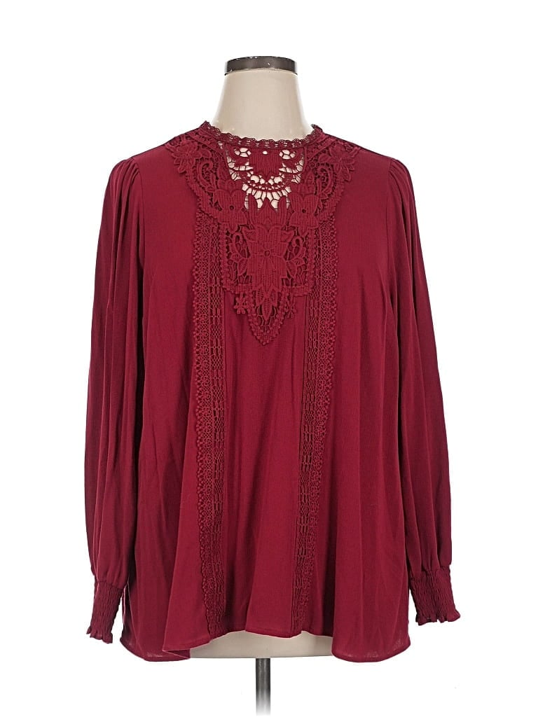 Pre-owned Torrid Long Sleeve Blouse In Burgundy