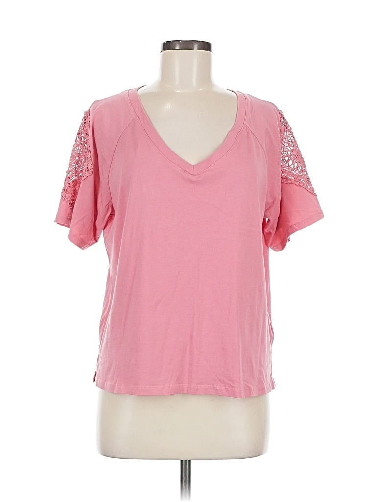 Pre-owned C&c California Short Sleeve Top Pink V Neck Tops