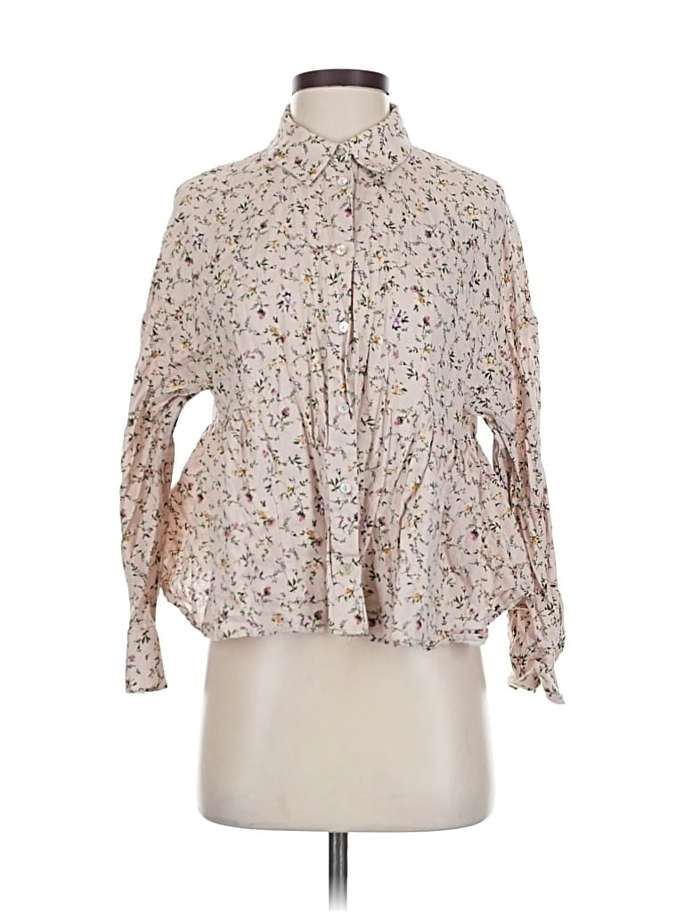 Pre-owned Zara Long Sleeve Blouse In White