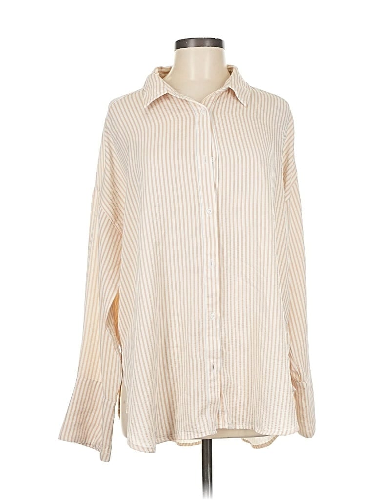 Pre-owned Acoa Collection Long Sleeve Blouse In White