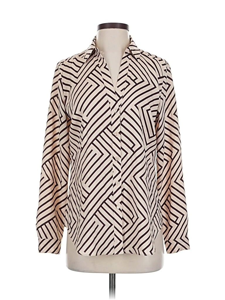 Pre-owned Ann Taylor Long Sleeve Blouse In White