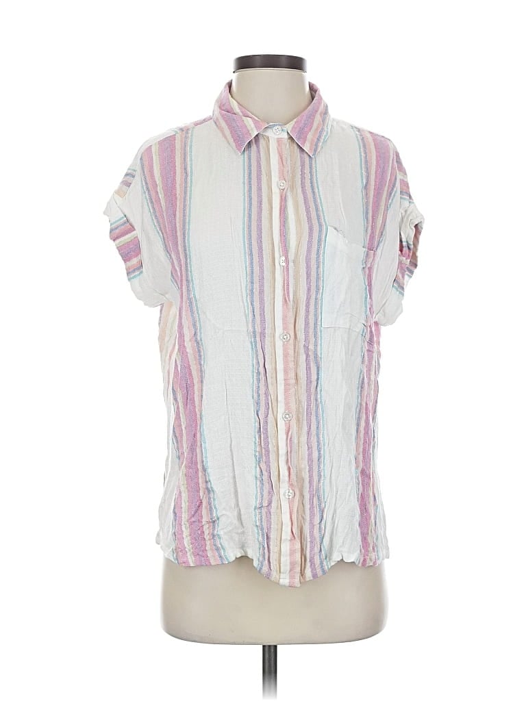 Pre-owned En Creme Short Sleeve Blouse In Pink