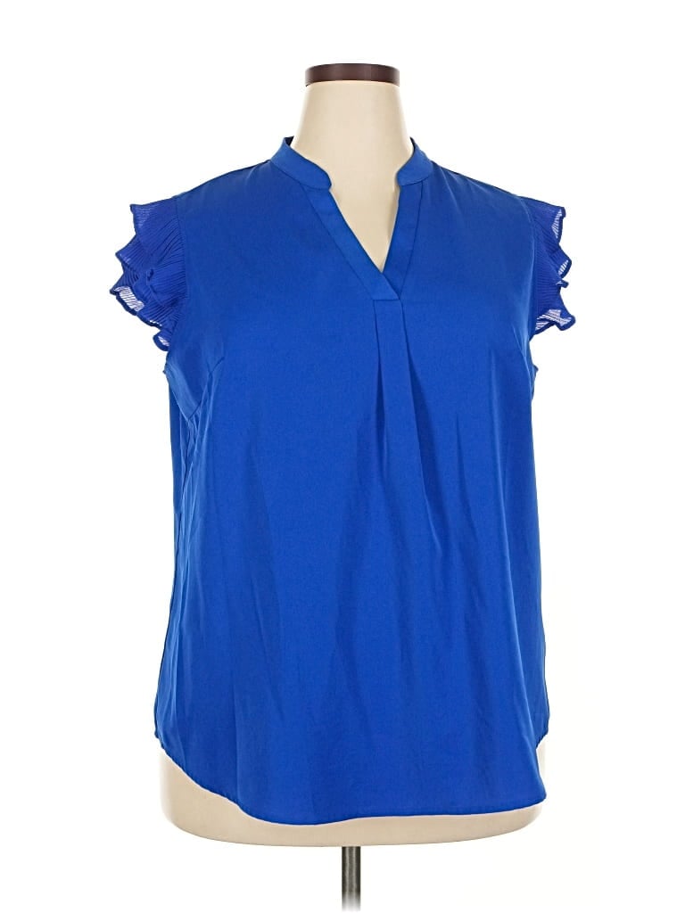 Pre-owned Assorted Brands Short Sleeve Blouse In Blue