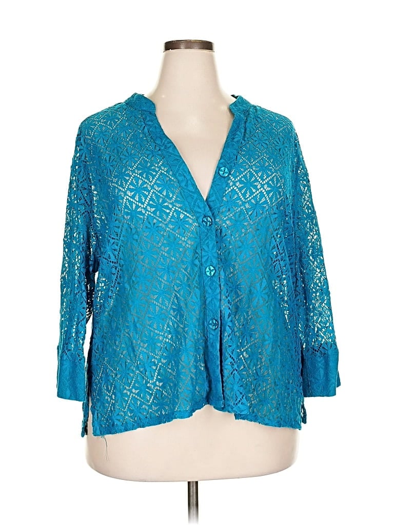 Pre-owned Draper's & Damon's 3/4 Sleeve Blouse In Blue
