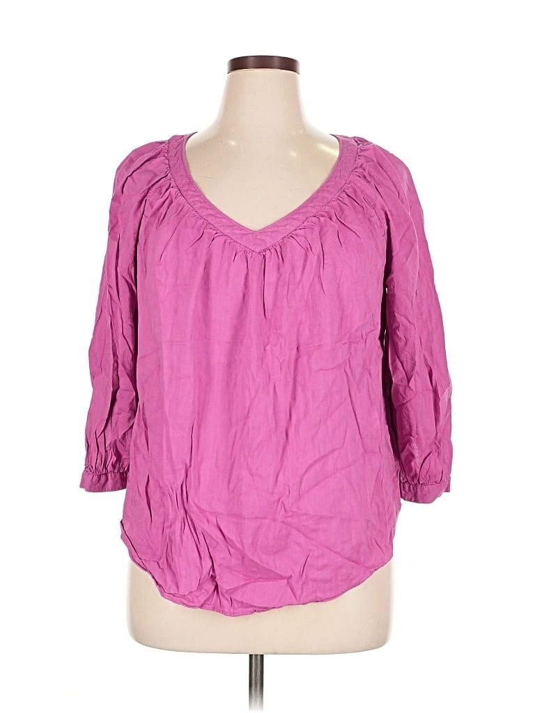 Pre-owned St. John's Bay 3/4 Sleeve Blouse In Purple