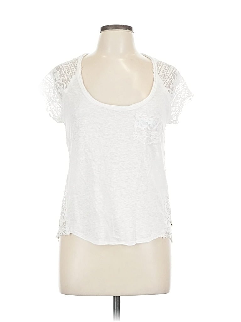 Pre-owned Hollister Short Sleeve Top White Sweetheart Neckline Tops