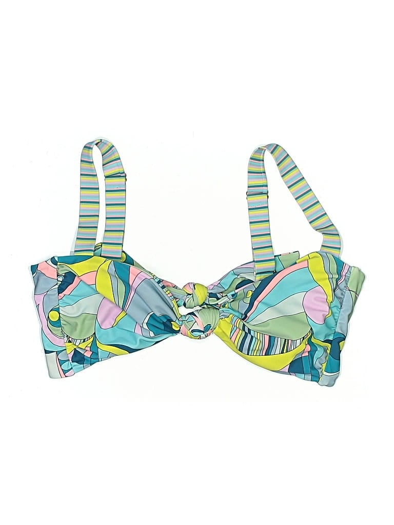 Pre-owned Show Me Your Mumu Swimsuit Top Green Print Pattern Swimwear