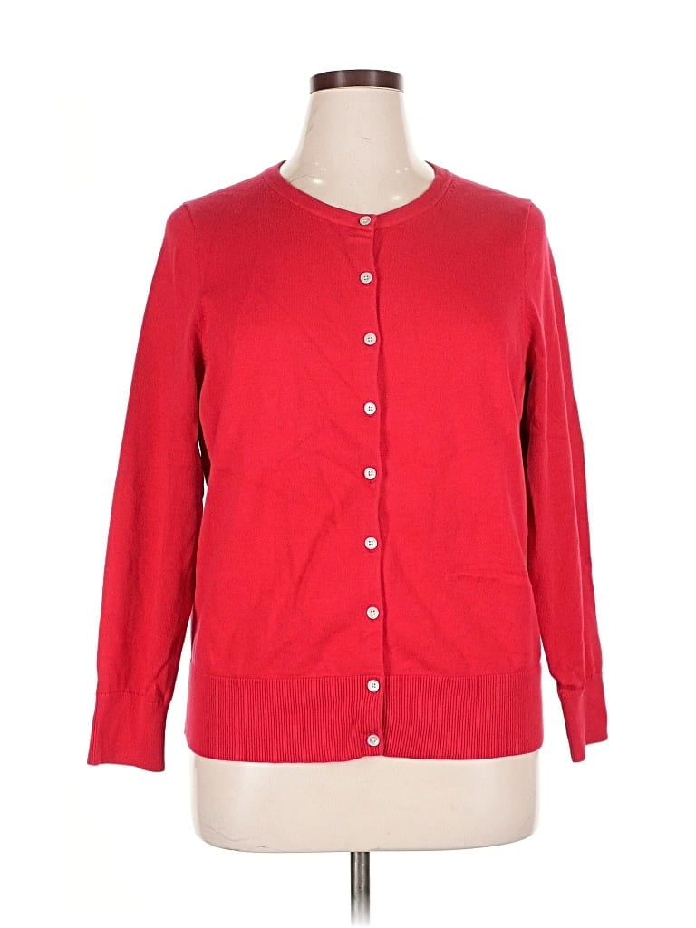 Pre-owned Lands' End Cardigan Sweater In Red