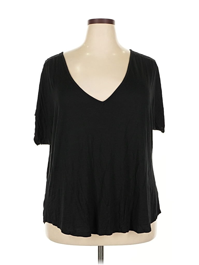 Pre-owned Loralette Short Sleeve Top Black V Neck Tops