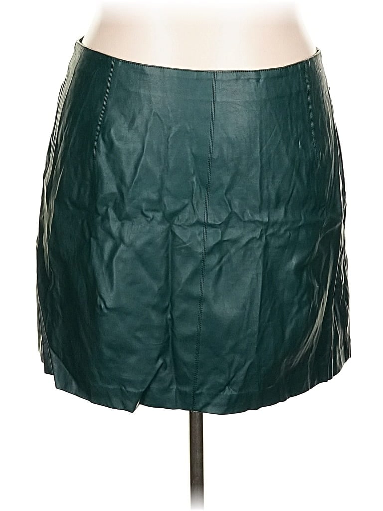 Pre-owned Oasis Faux Leather Skirt In Blue