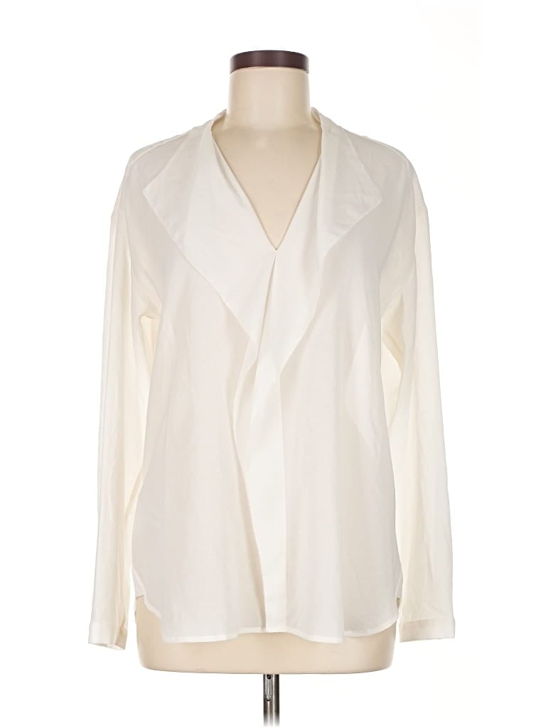 Pre-owned Ann Taylor Long Sleeve Blouse In White