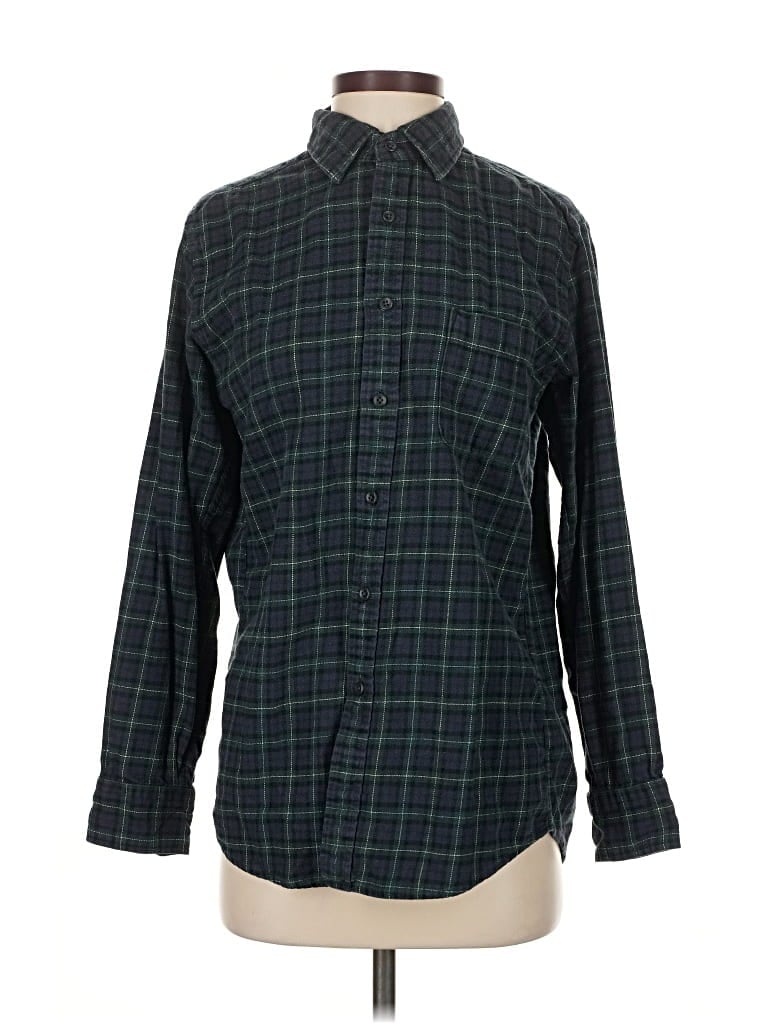 Pre-owned Uniqlo Long Sleeve Button Down Shirt In Green