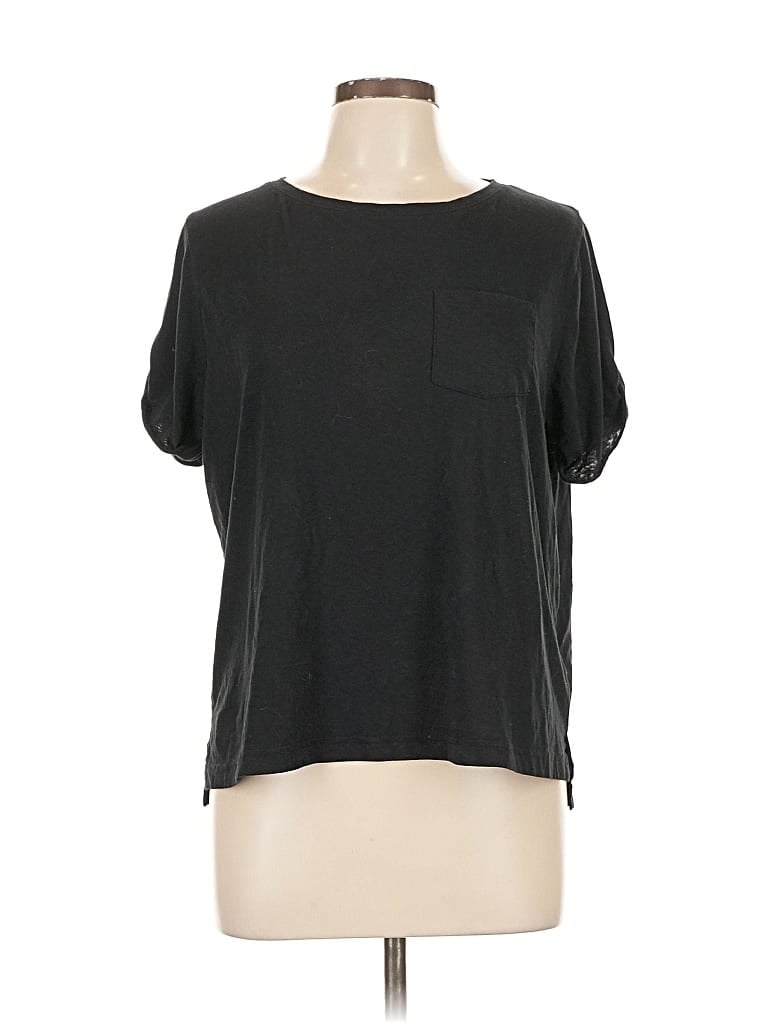 Pre-owned J.crew Factory Store Short Sleeve Top Black Crew Neck Tops