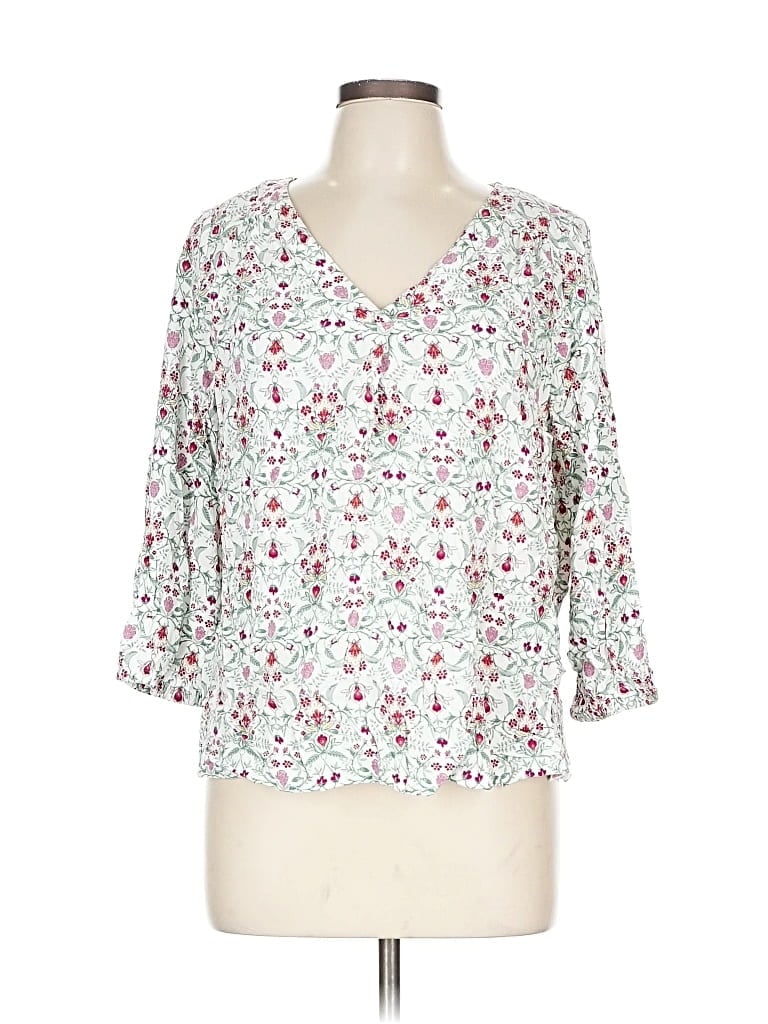 Pre-owned St. John's Bay 3/4 Sleeve Blouse In White