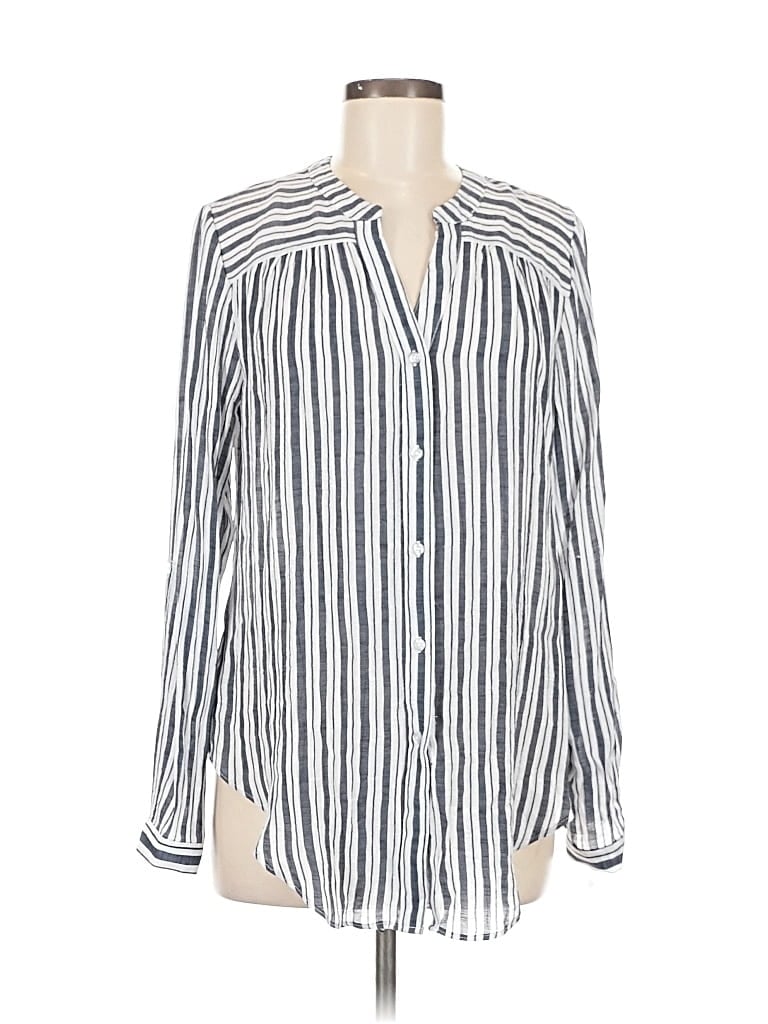 Pre-owned Hope & Harlow Long Sleeve Blouse In White