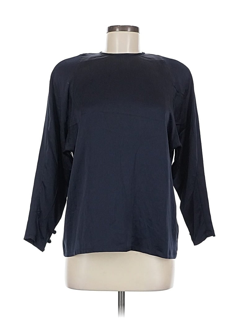 Pre-owned Linda Allard Ellen Tracy 3/4 Sleeve Top Blue Boatneck Tops