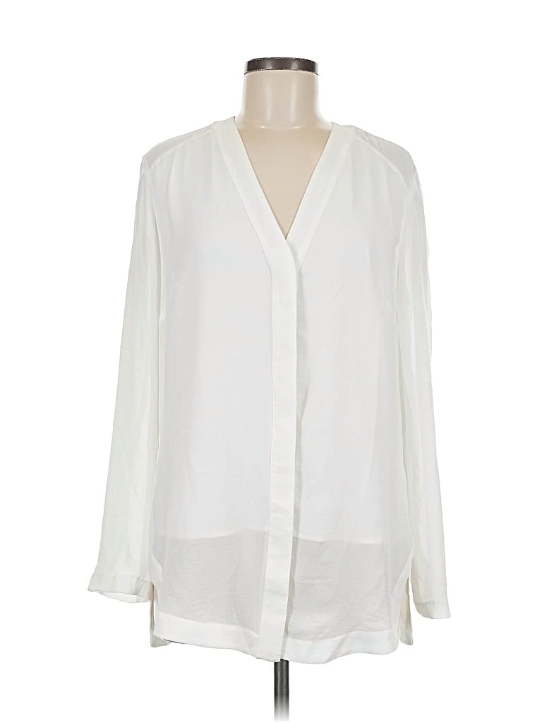 Pre-owned Dkny Long Sleeve Blouse In White