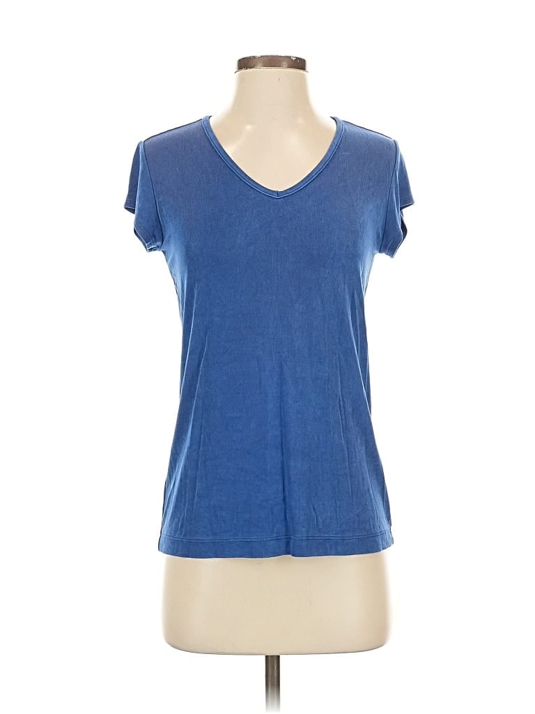 Pre-owned Travelers By Chico's Short Sleeve Top Blue V Neck Tops