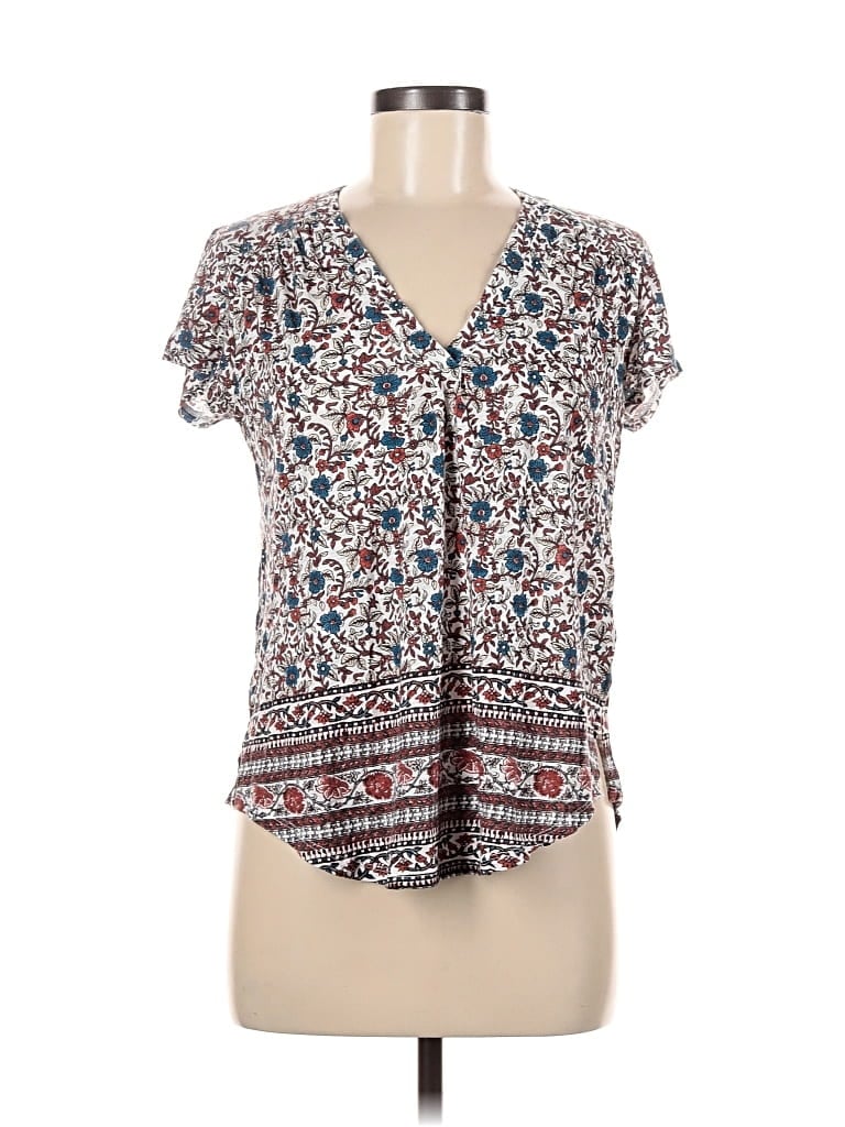 Pre-owned Lucky Brand Short Sleeve Blouse In White