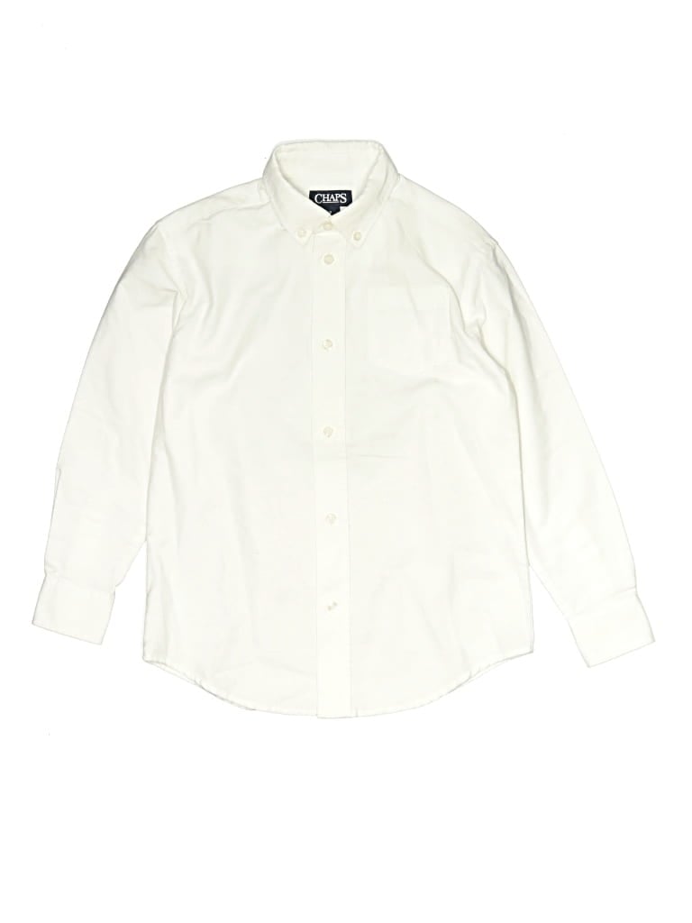Pre-owned Chaps Kids' Long Sleeve Button Down Shirt In White