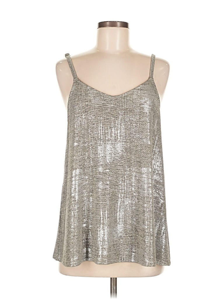 Pre-owned Torrid Sleeveless Top Silver Metallic Pattern Halter Neckline Tops