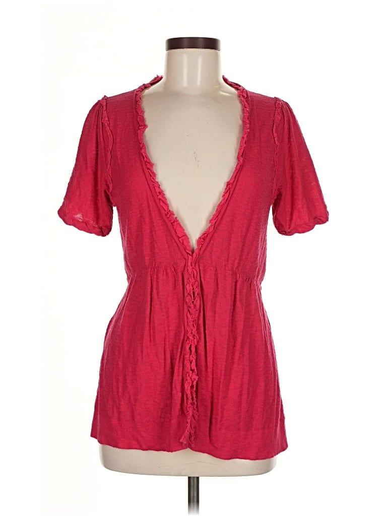 Pre-owned Moth Short Sleeve Blouse In Red