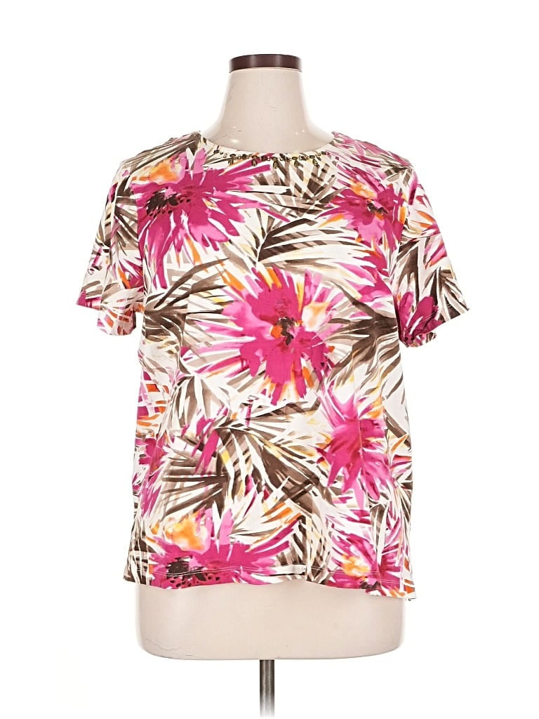 Pre-owned Alfred Dunner Short Sleeve Blouse In Pink